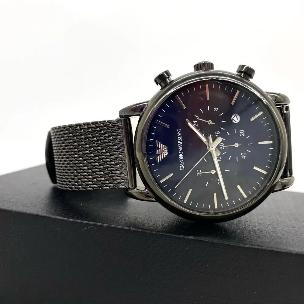 Emporio Armani Men's Chronograph Gunmetal Stainless Steel Watch AR1979 New